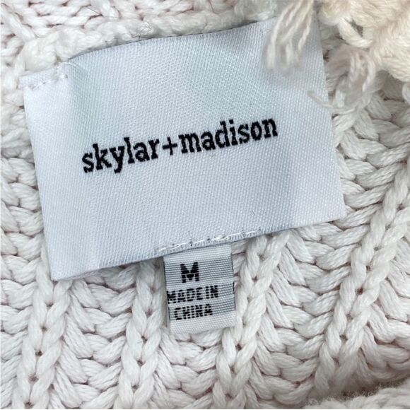 Skylar + Madison Tie Dye Distressed Crop Sweater Medium Reversible Fringe Grunge - Picture 12 of 16